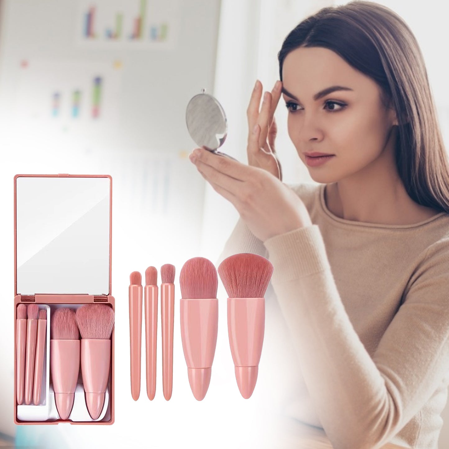 5Pcs Makeup Brushes Tool Set Cosmetic Powder Eye Shadow Foundation Blush Blending Make Up Brush - JumoShop