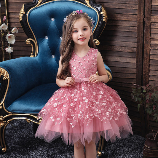 Flowery Girls Middle And Small Dresses