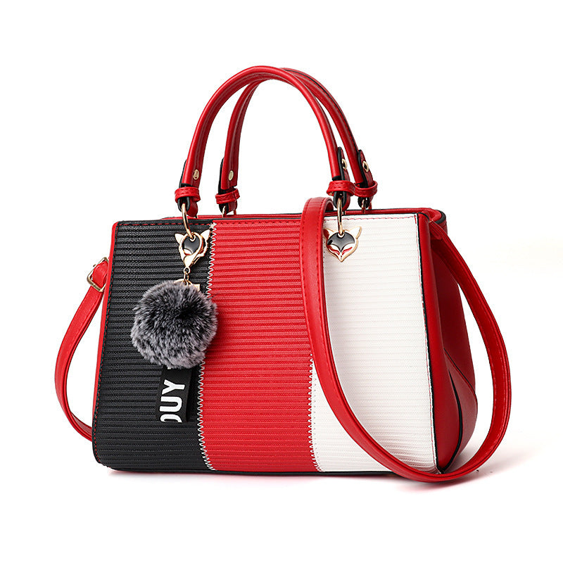 Women Hairball Ornaments - Totes Patchwork Handbag