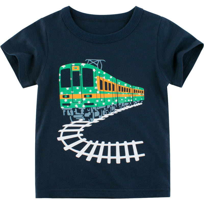 All Aboard!  Boys' Train Graphic Short Sleeve T-Shirt! Boys short sleeve T-shirt - JumoShop