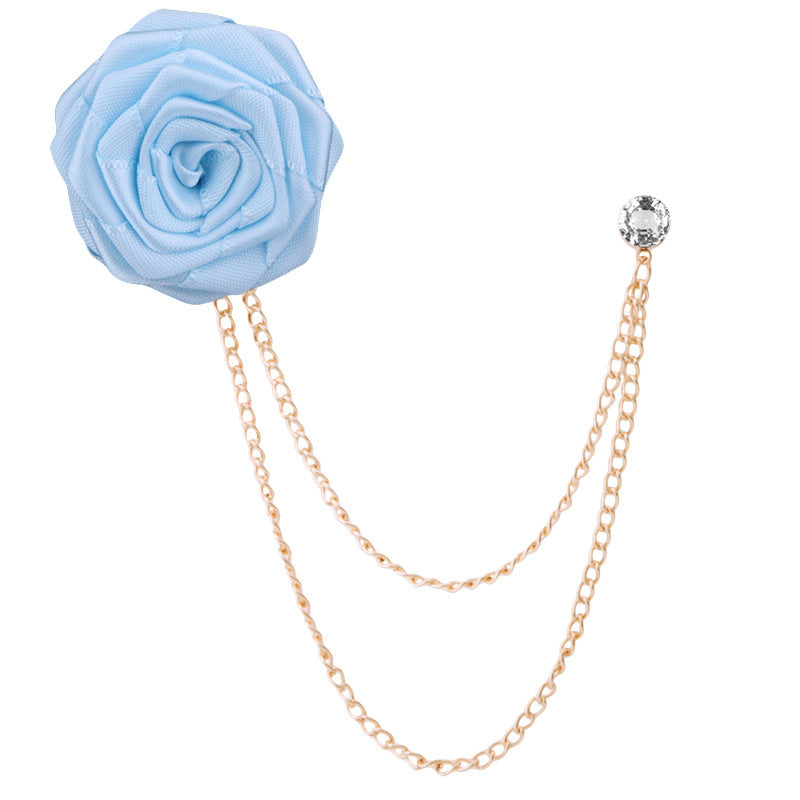 🌹Handmade Rose Brooch with Tassel – Elegant Unisex Suit Pin