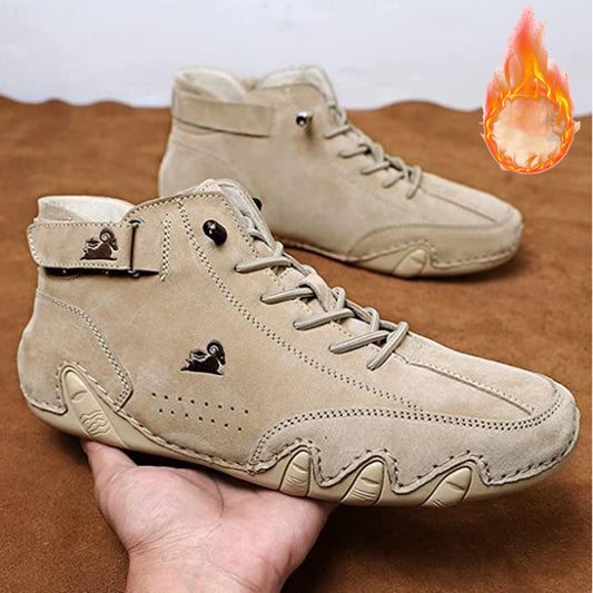 Men's Ankle Boots - Autumn Winter Suede Velcro Shoes Fashion Lace-up Sneakers