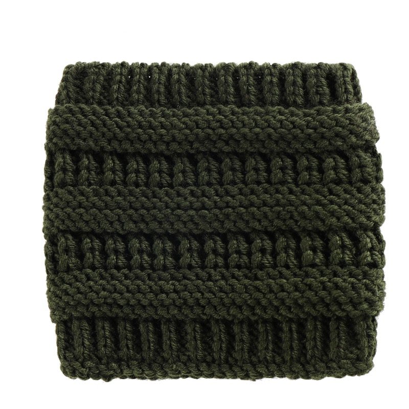 Women Headwrap Ponytail Beanies Hat - Winter Warm Ear Warmer Head Wrap Casual Crochet Turban Hats Female Soft Knit Woolen Caps