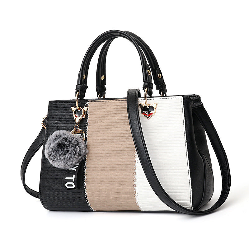 Women Hairball Ornaments - Totes Patchwork Handbag