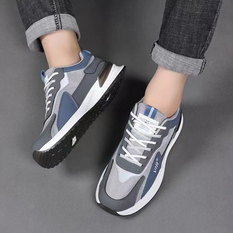 Men's Color Block Mesh Shoes - Casual Lace-up Sneakers, Outdoor Breathable Running Sports Shoes