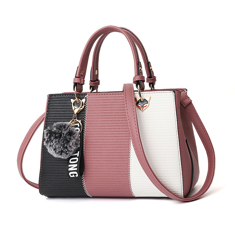 Women Hairball Ornaments - Totes Patchwork Handbag