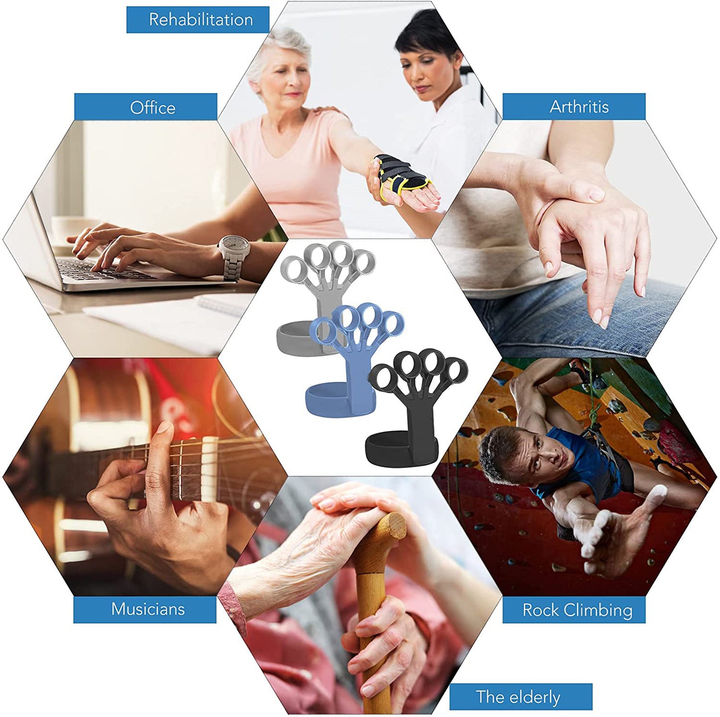 Silicone Grip Device Finger Exercise Stretcher - Arthritis Hand Grip Trainer Strengthen Rehabilitation Training To Relieve Pain