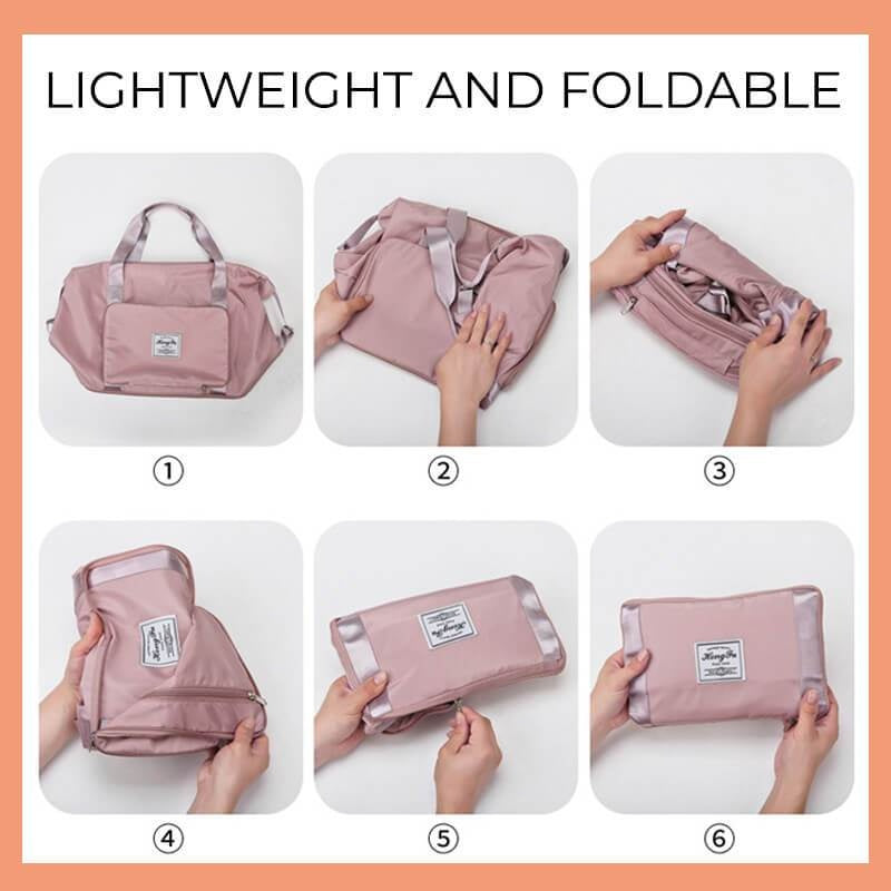 Foldable Storage Travel Bag - Waterproof Large Capacity Gym Fitness Bag,  Weekender Overnight For Women