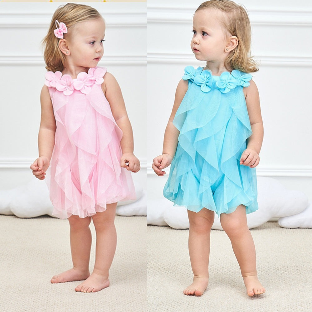Cute Flower Flounce Detail Dress