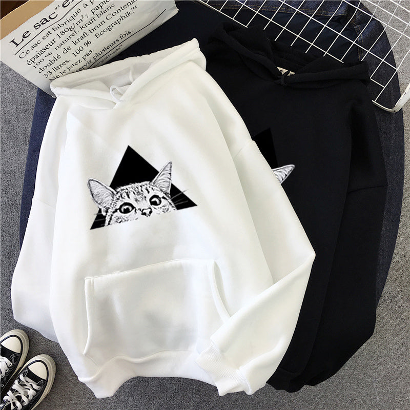 Cat Print Women Hoodie
