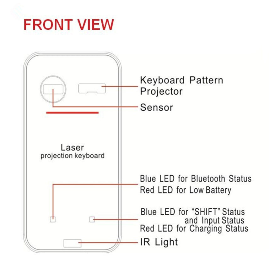 Virtual Laser Keyboard Bluetooth - Wireless Projector Phone Keyboard For Computer Pad Laptop With Mouse Function