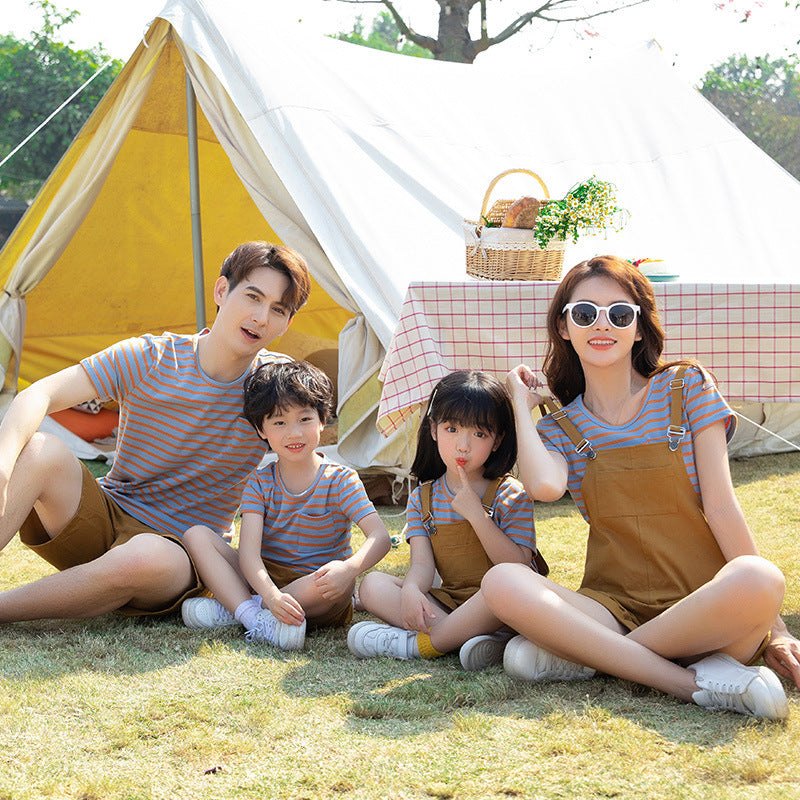 Parent-Child Short-Sleeved T-shirt and Shorts - Mother And Daughter Overalls Father-Son Shorts For A Family Outfit