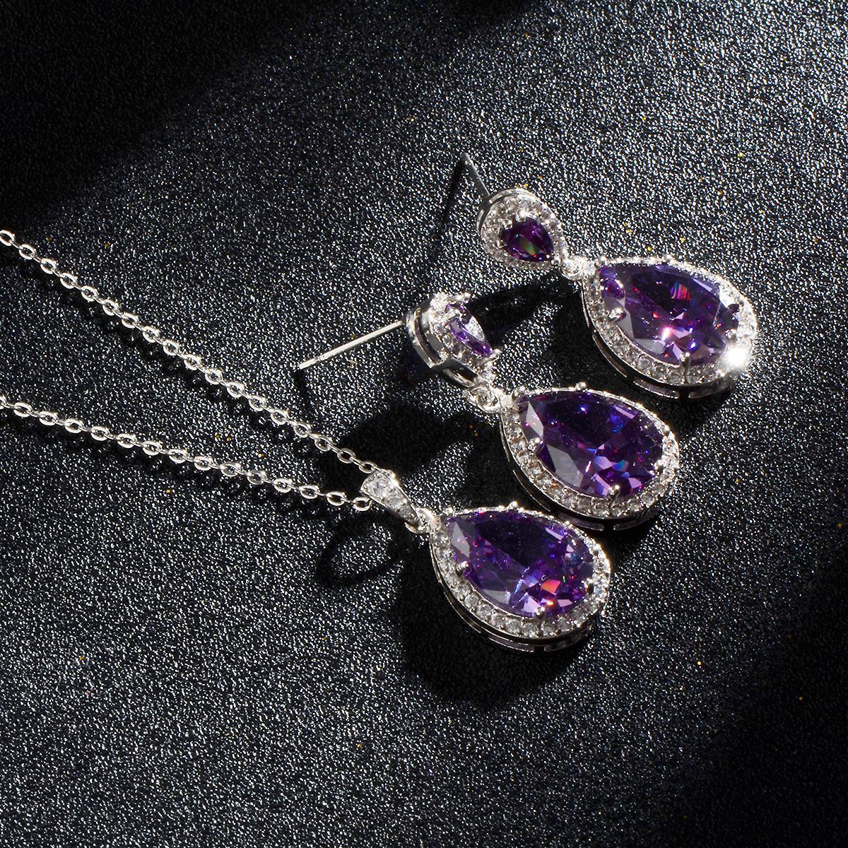 Luxury Bright Zircon Water Drops Wedding Jewelry Set - Bridal Wedding Jewelry Simple Graceful