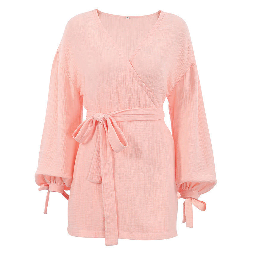 Long Sleeve Nightgown - Loose-fitting Loungewear Pajamas For Women