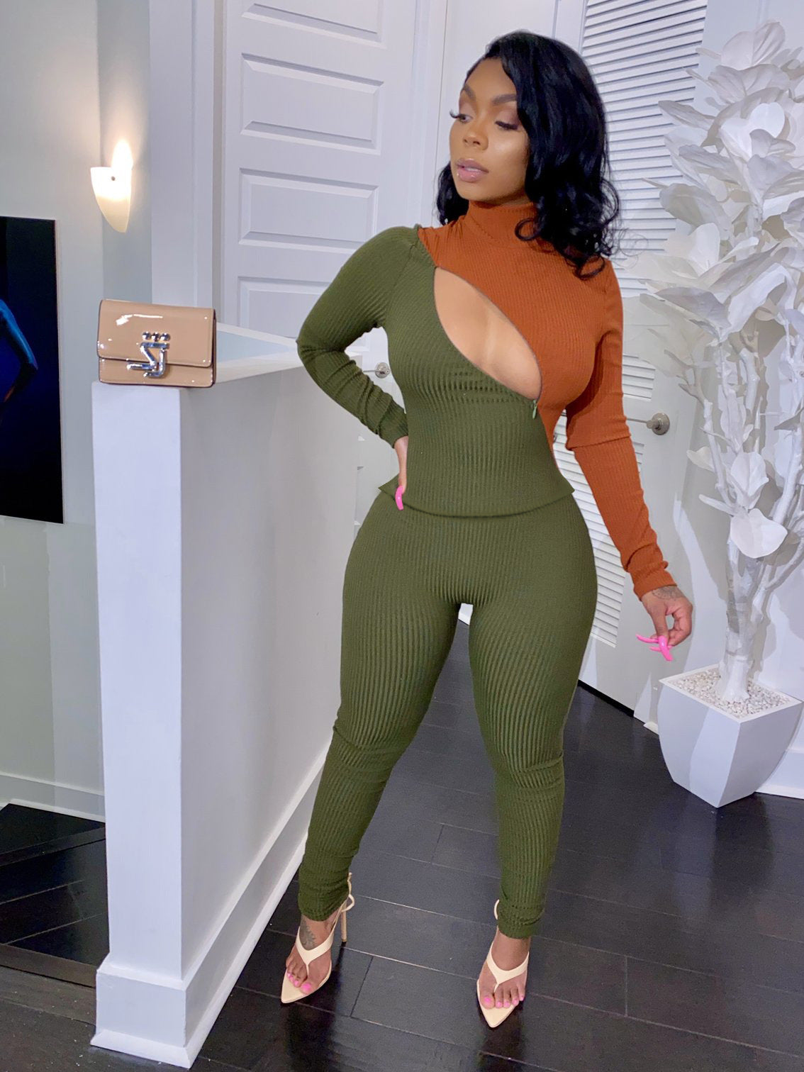 Colorblock Bodycon Jumpsuit