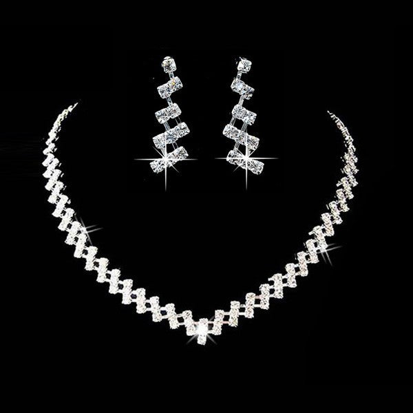 Classy 2 Piece Bridal Jewelry - Bridal Rhinestone Jewelry set