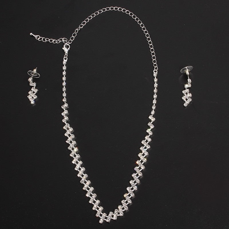 Classy 2 Piece Bridal Jewelry - Bridal Rhinestone Jewelry set