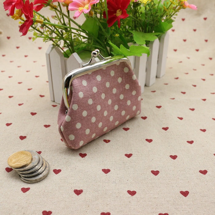 Linen Polka Dot Zero Purse – Creative Cloth Coin Bag for Kids