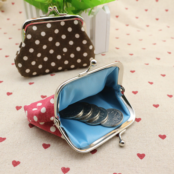 Linen Polka Dot Zero Purse – Creative Cloth Coin Bag for Kids