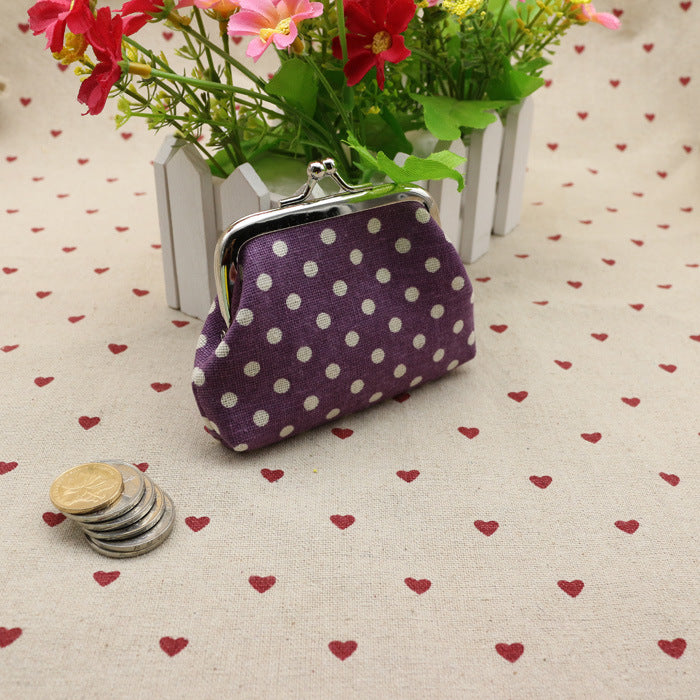 Linen Polka Dot Zero Purse – Creative Cloth Coin Bag for Kids