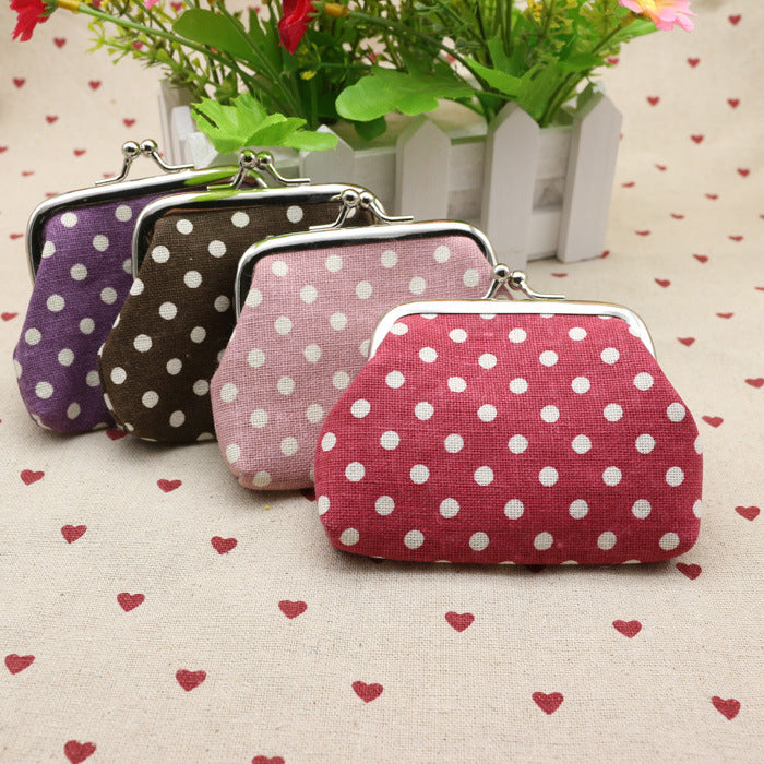 Linen Polka Dot Zero Purse – Creative Cloth Coin Bag for Kids