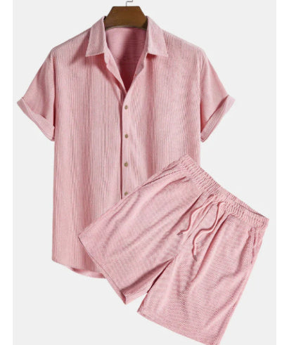 Corduroy Short Sleeve Suit - Two Piece