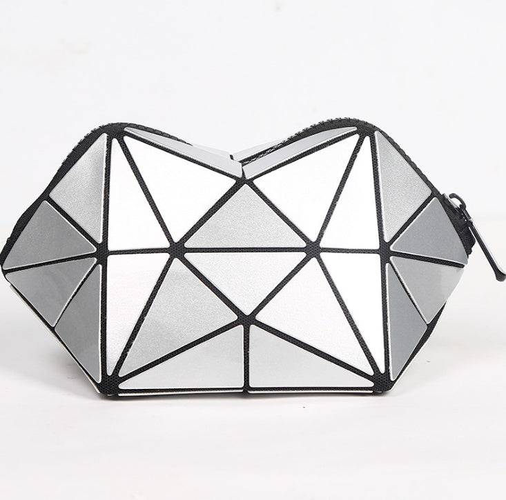Fashion Geometric Cosmetic Bag For Women - Ladies Zipper Bag Organizer Makeup Cosmetics Lightweight Foldable Travel Make Up Bag
