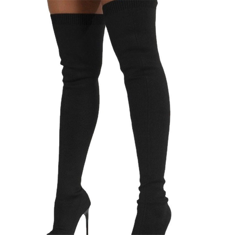 Women's High-heel Knit Over-knee Boots