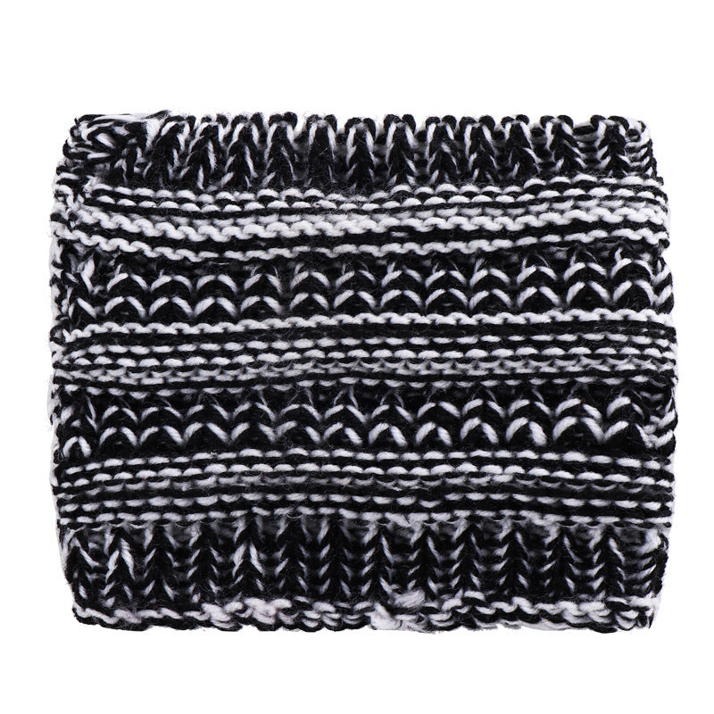 Women Headwrap Ponytail Beanies Hat - Winter Warm Ear Warmer Head Wrap Casual Crochet Turban Hats Female Soft Knit Woolen Caps
