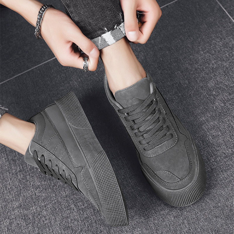 Casual Board Flat Shoes - Men Breathable Thick-soled Lace-up Sneakers For Walking Running