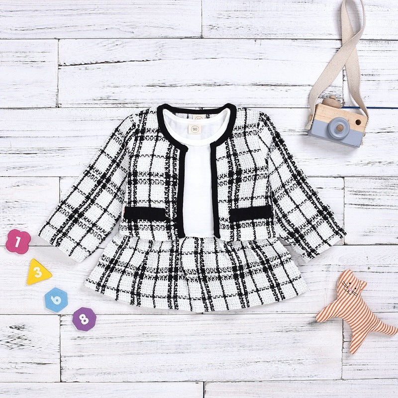 Elegant Baby Girl Two-Piece Dress Set – Adorable & Stylish for Every Occasion! Long-sleeved Dresses Two-piece Children's Baby Small Incense Wind Suit - JumoShop