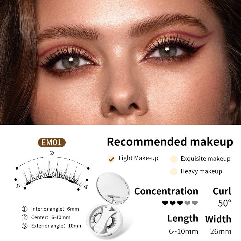 Magnetic False Eyelashes - Integrated Storage Box Glue-free Magnet False Eyelashes Natural Makeup Tools With Applicater