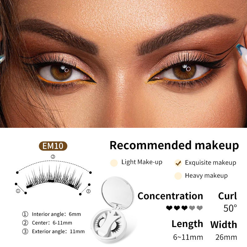 Magnetic False Eyelashes - Integrated Storage Box Glue-free Magnet False Eyelashes Natural Makeup Tools With Applicater