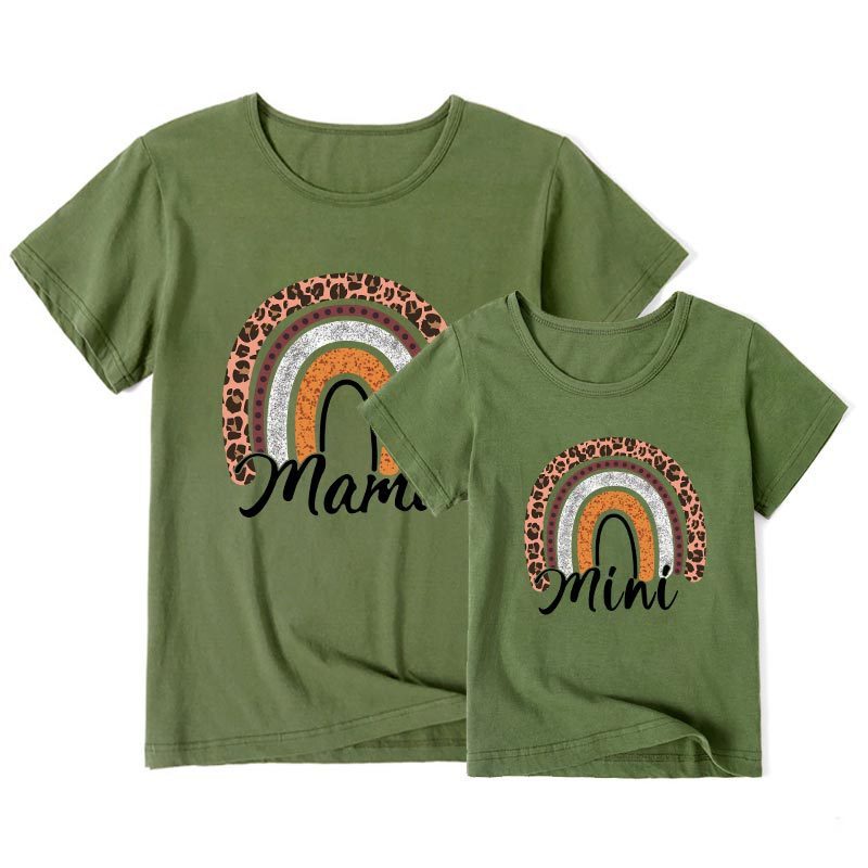 Cute Mother-daughter Matching Outfit - Mom/Mini Summer Casual Letter Print Short-sleeve