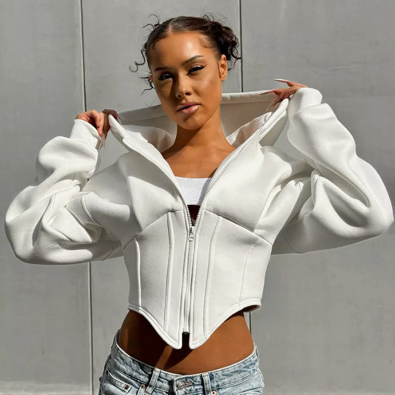 Zipper Cardigan Y2K Ins Hoodie - Fashion Street Long Sleeve Corset Jacket Women Clothing