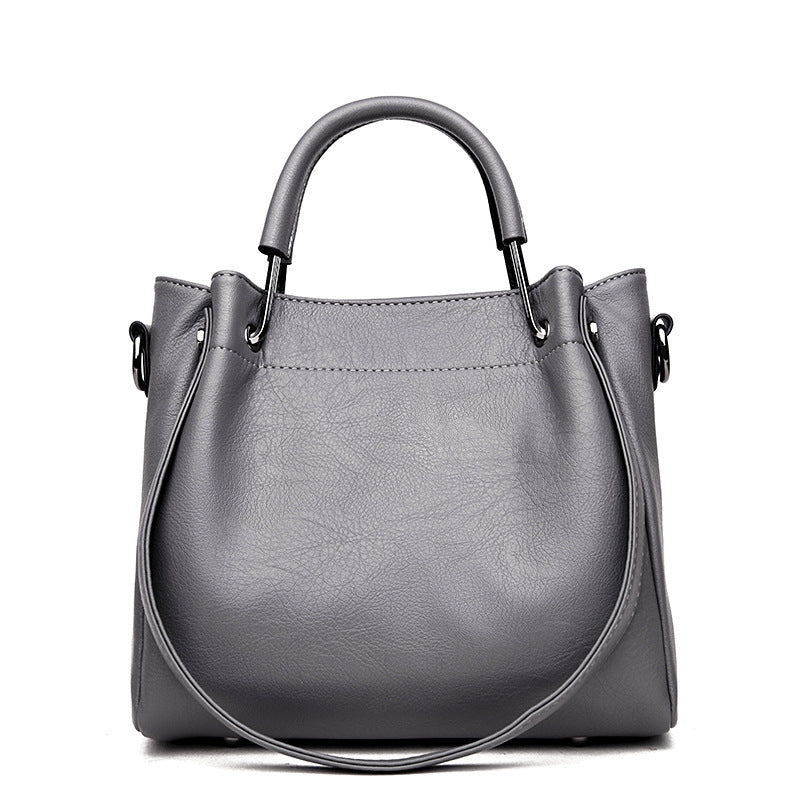 Handbags - Korean Fashion Women's Bags, Soft Leather Retro Bucket Bag Handbag