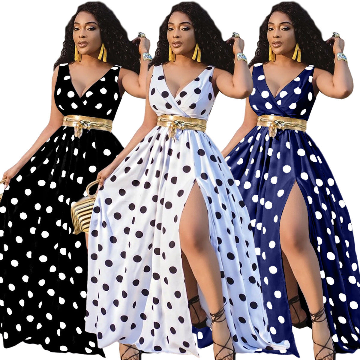 Sexy Sleeveless Long Slit Dresses
