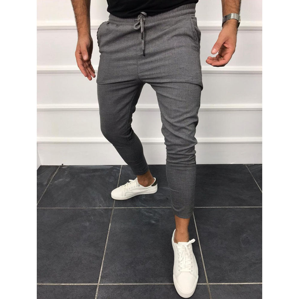 Lace-up Casual Pants - Solid Color Jogging Pants
