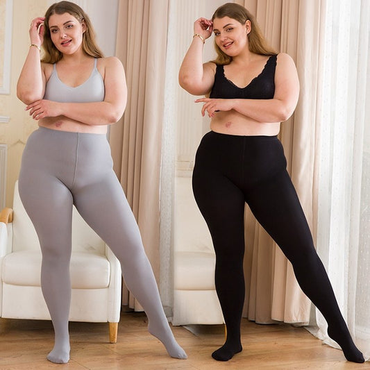 Women Striped Pantyhose Socks - Plus Size High Waist Anti-hook Black Tights Warm Seamless Tights Of Large Sizes