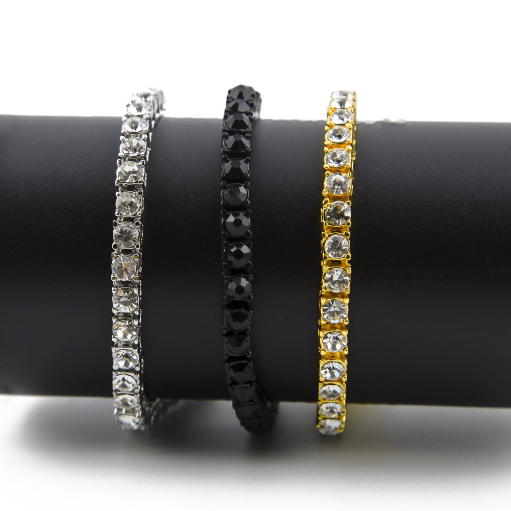 Tin Alloy Gold Color Iced Bracelet - Men's Hip Hop Chain Street Rock Jewelry