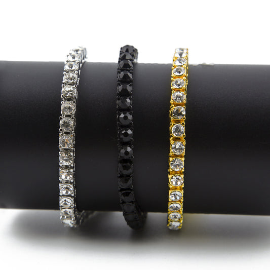 Tin Alloy Gold Color Iced Bracelet - Men's Hip Hop Chain Street Rock Jewelry