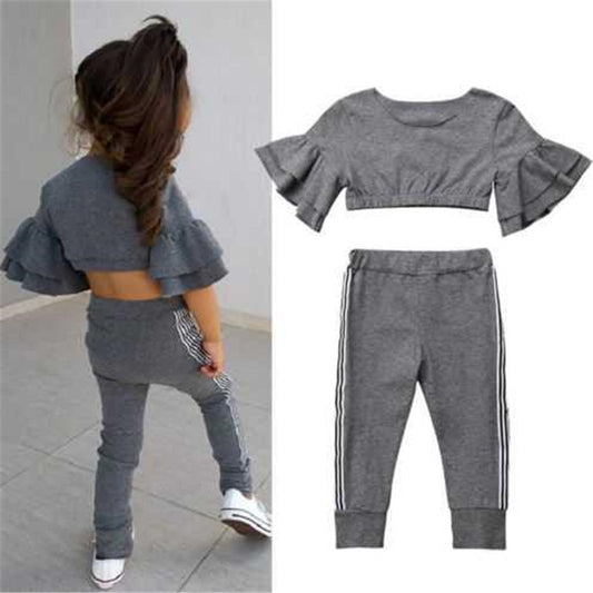 Girls Crop Top T shirt Pants Outfits