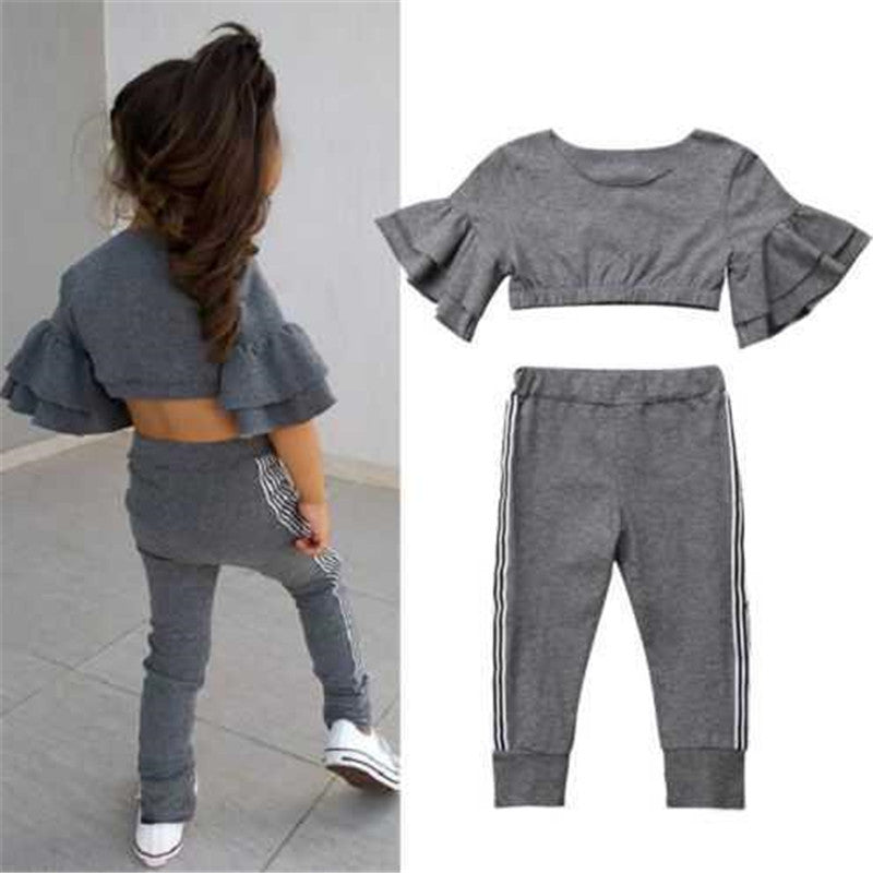 Girls Crop Top T shirt Pants Outfits