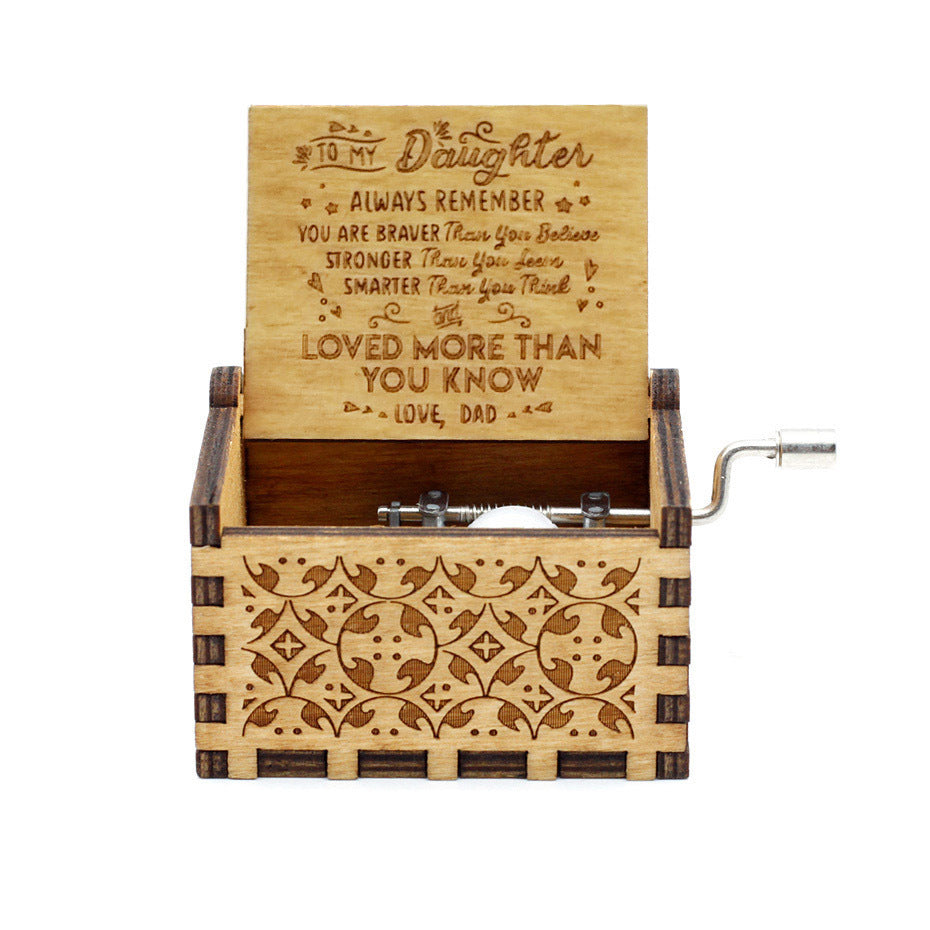 Antique Carved Wooden Hand Crank Spirited Away Music Box