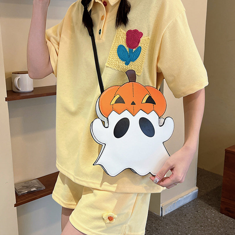Halloween Shoulder Bags - Creative 3D Cartoon Pumpkin Ghost Design Cute Bags