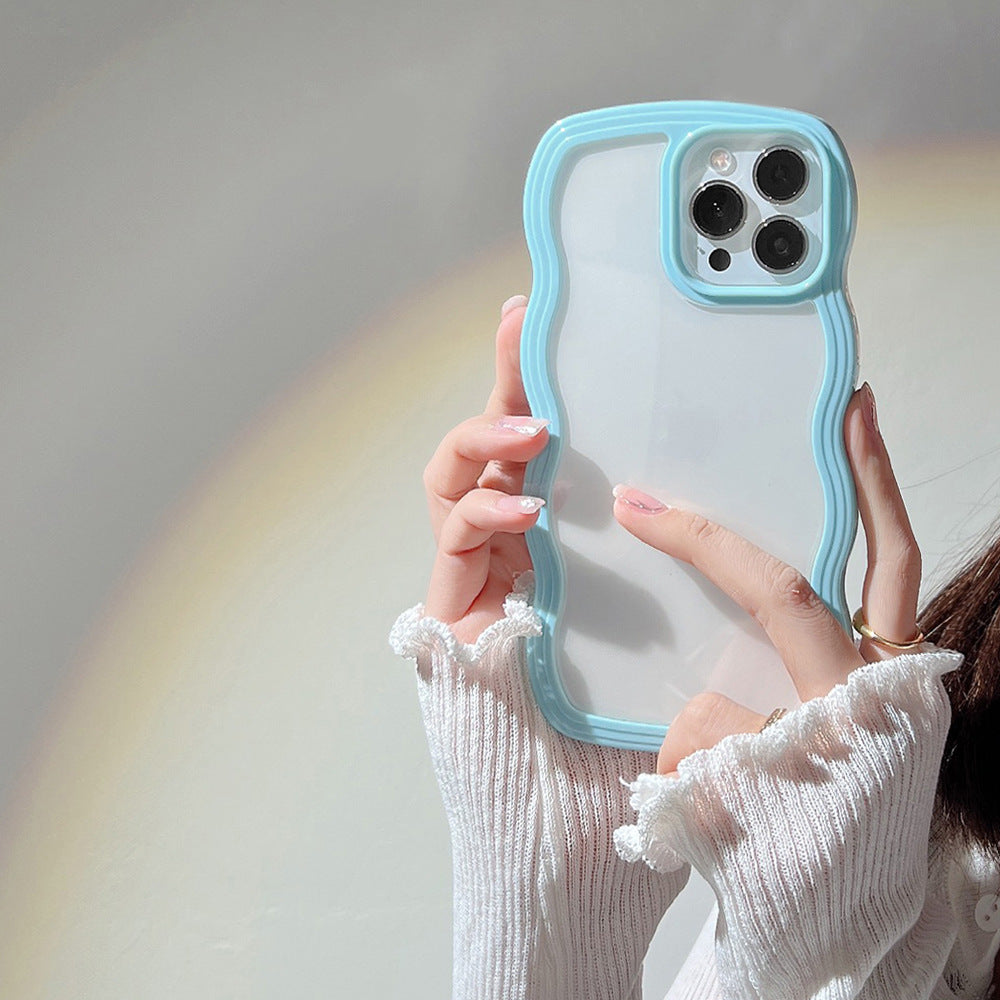 Wave Border Mobile Phone Case - Solid Color Simple Candy Color
