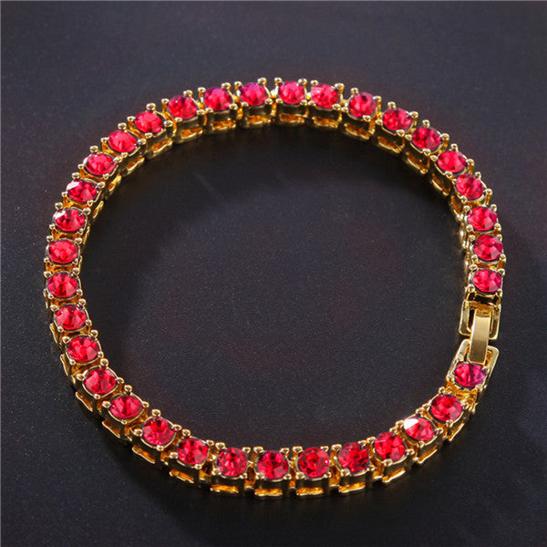 Iced Out Single Row Rhinestones Bracelet - Chain Bling Bracelets Zirconia Bracelets Link Chain Jewelry