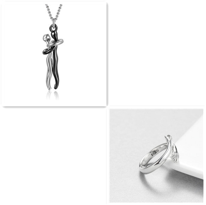 Love Hug Necklace - Unisex Men Women Couple Jewelry Chain Valentines Day Lover Gift