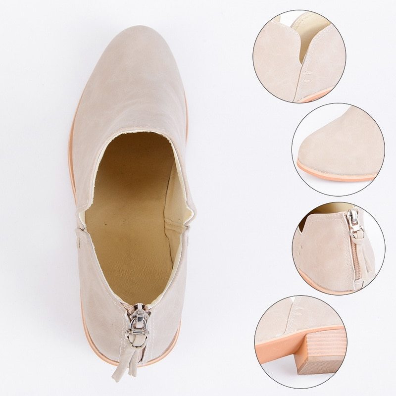 Autumn Women Shoes-  Retro High Heel Ankle Boots