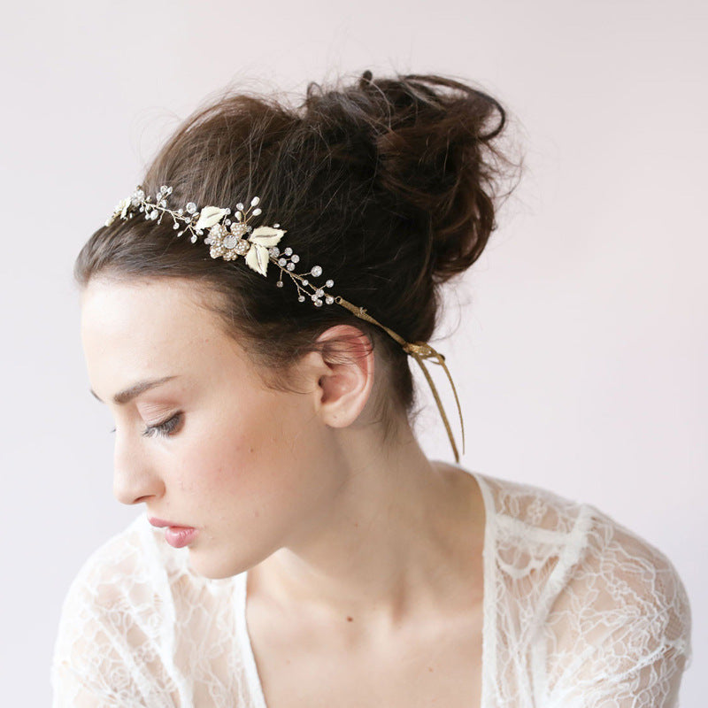 Modern High-end Bride Pearl Crystal Headdress - Ornament jewelry crown hair headdress handmade jewelry trade